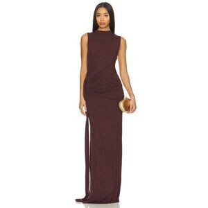 MORE TO COME Stacie Maxi Dress in Dark Brown Small New with tags Womens